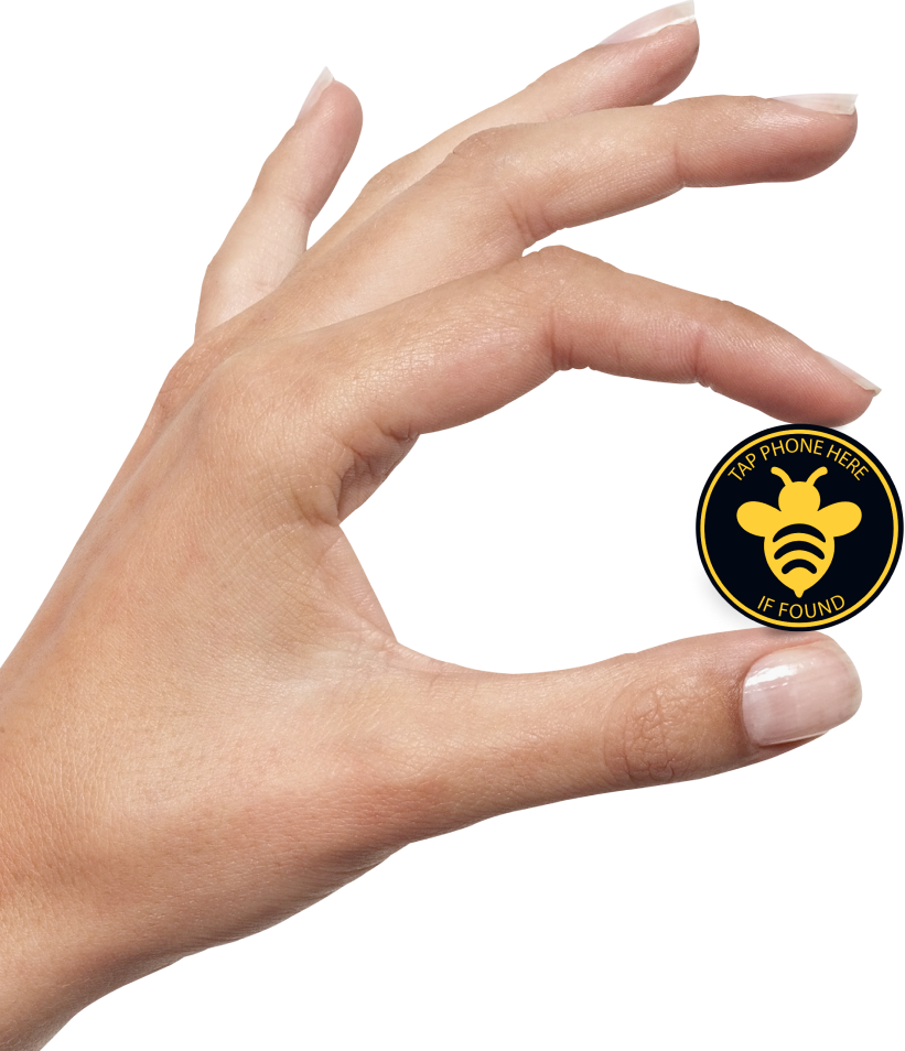 Hand holding NFC tag