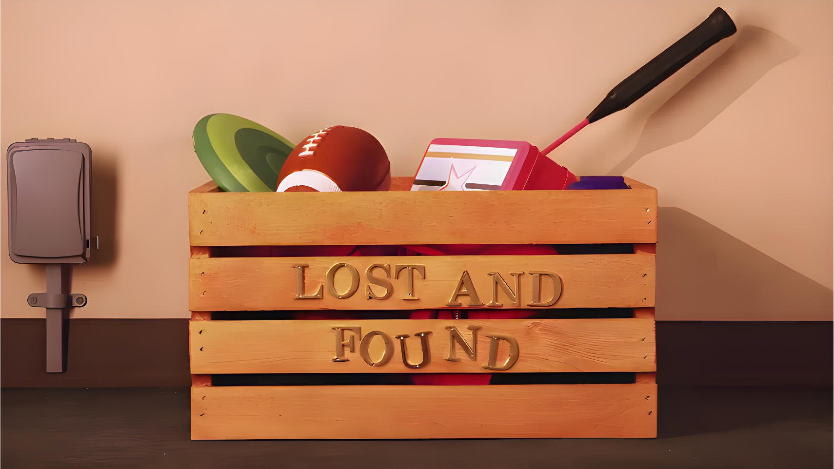 Lost and Found box with items