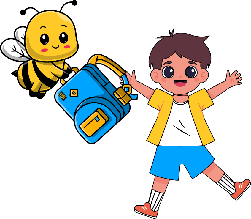 Retrieve illustration with child and bee mascot
